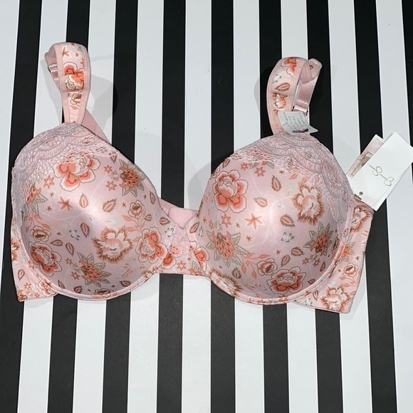 Jessica Simpson bra 42D New Floral lace pink padded throughout NEW‎ - Picture 2 of 5
